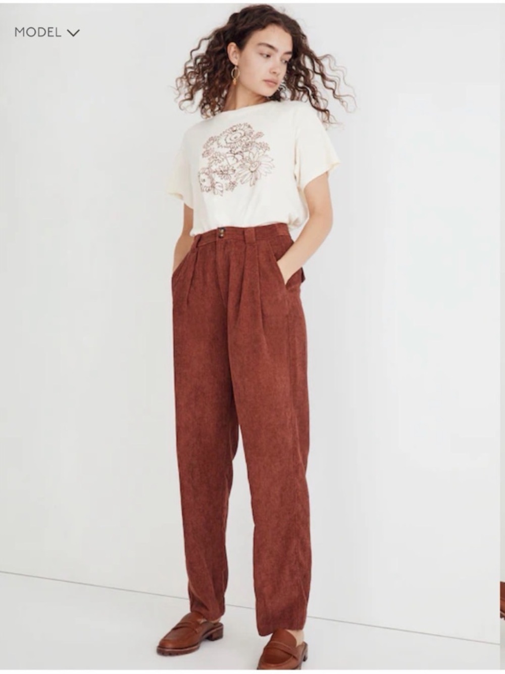 Madewell Corduroy High-Rise Tapered Pants Dusty Redwood Size 00 #2179